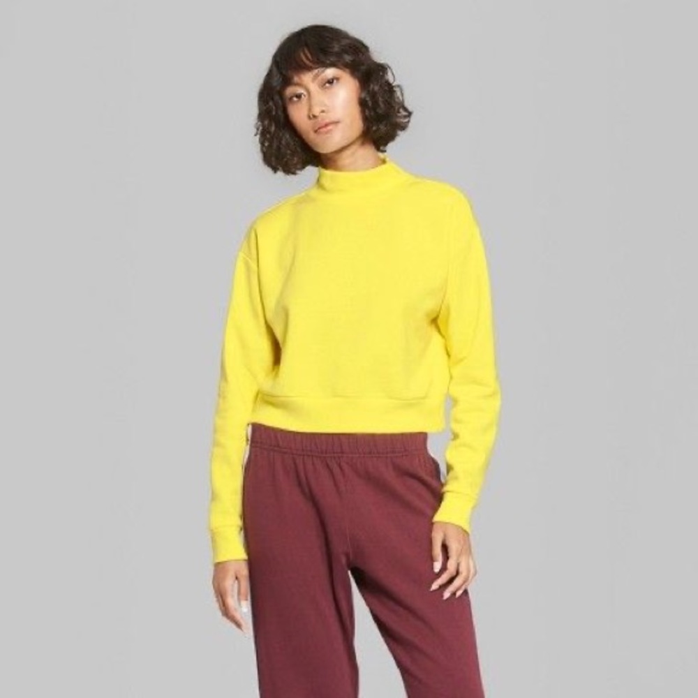 Wild Fable Yellow Mock Neck Crop Top
